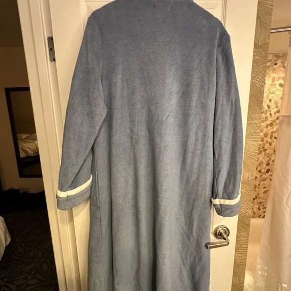 Miss Elaine Soft Blue Robe with White Accents - Picture 3 of 3